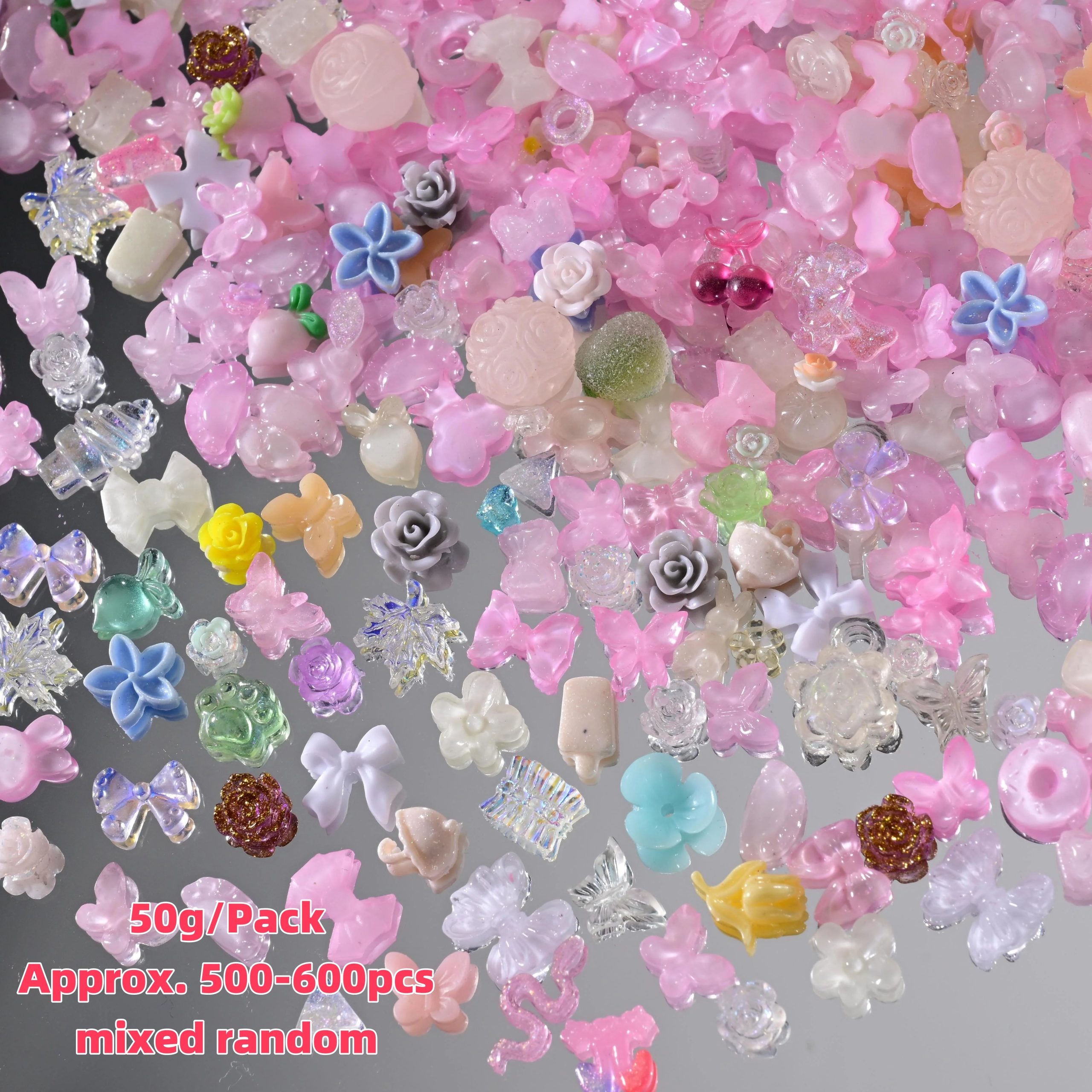 Pink Bowknot Heart Shaped Mixed Nail Decorations - Image 14