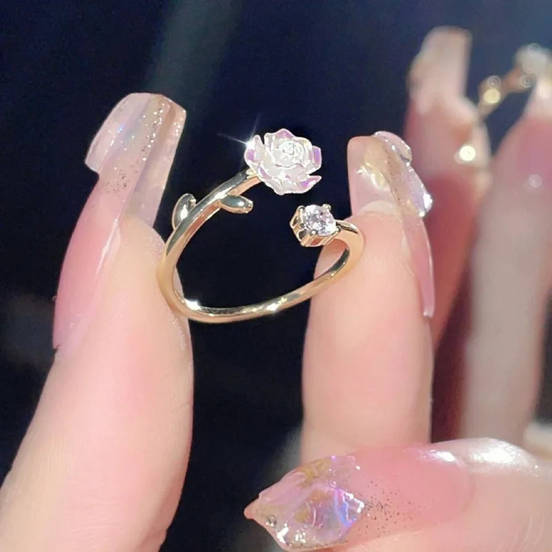 Luxury Zircon Flower Opening Rings - Image 7