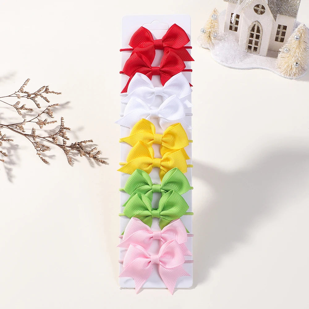 10Pcs Elastic Hair Ties with Ribbon Bows – Baby & Kids Gift Accessories - Image 20