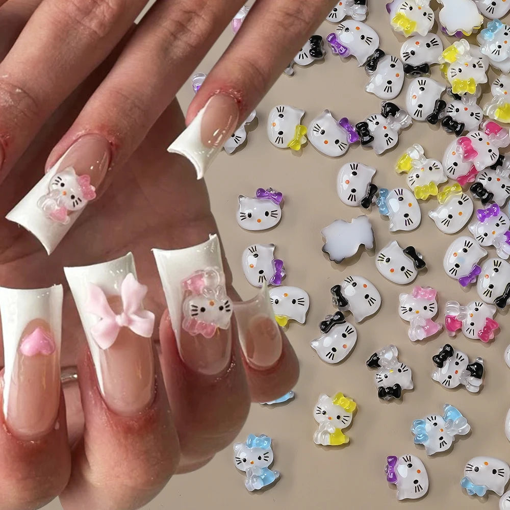 Hello Kitty Nail Charms – 12 Grids Hawaii Black Skin Summer Vibe - Image 3