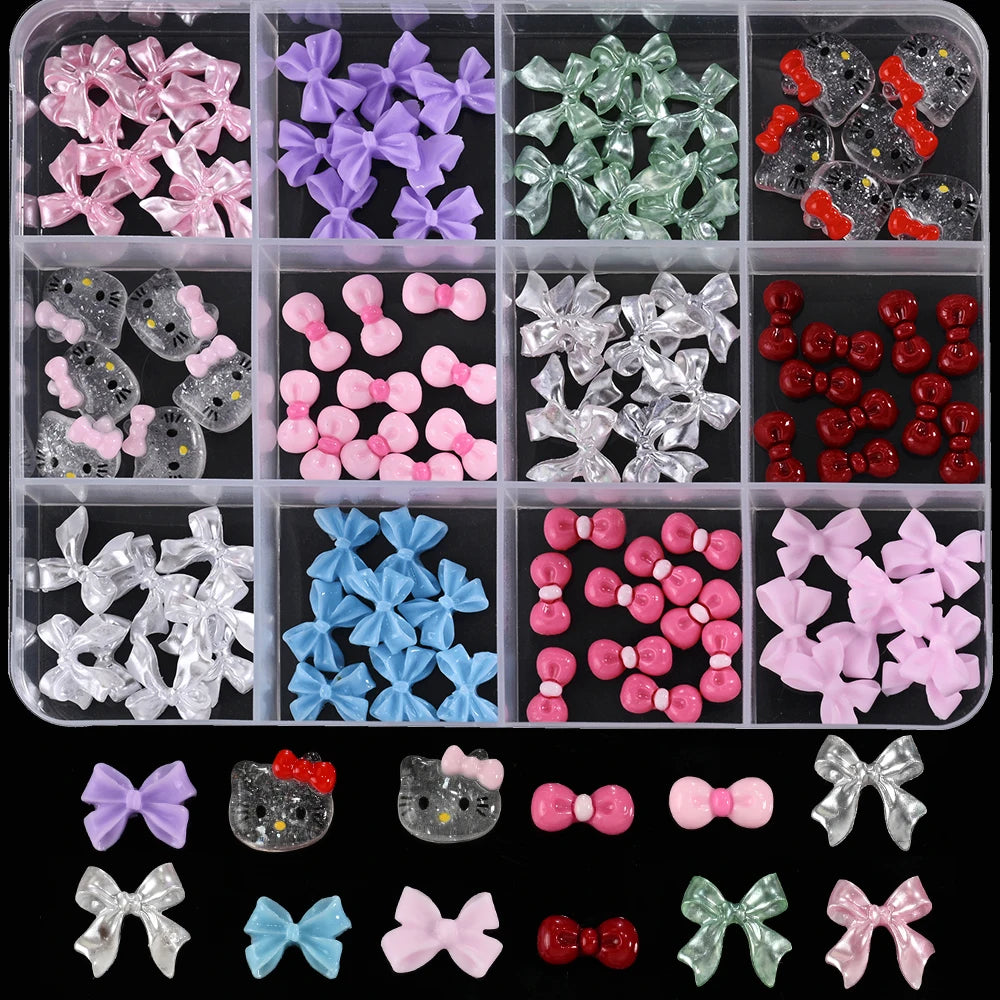 Hello Kitty Nail Charms – 12 Grids Hawaii Black Skin Summer Vibe - Image 11