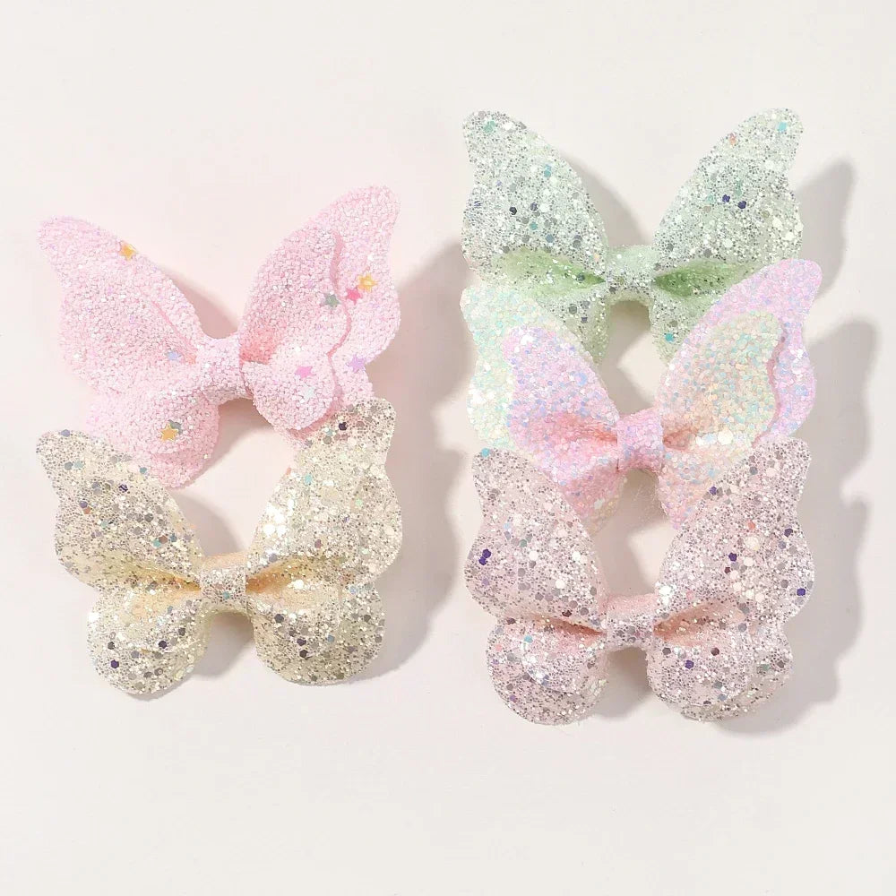 Girls Cute Sequins Double Butterfly Hair Clips - Image 25