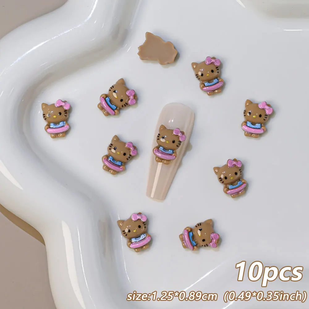 Hello Kitty Nail Charms – 12 Grids Hawaii Black Skin Summer Vibe - Image 45
