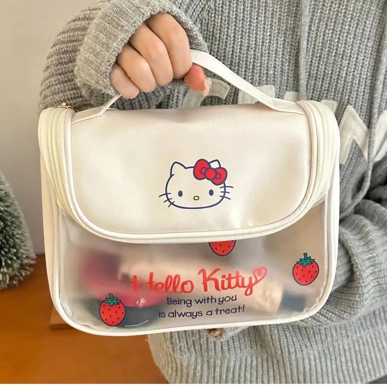 Sanrio Kawaii Hello Kitty Zipper Makeup Bag – Cute - Image 2