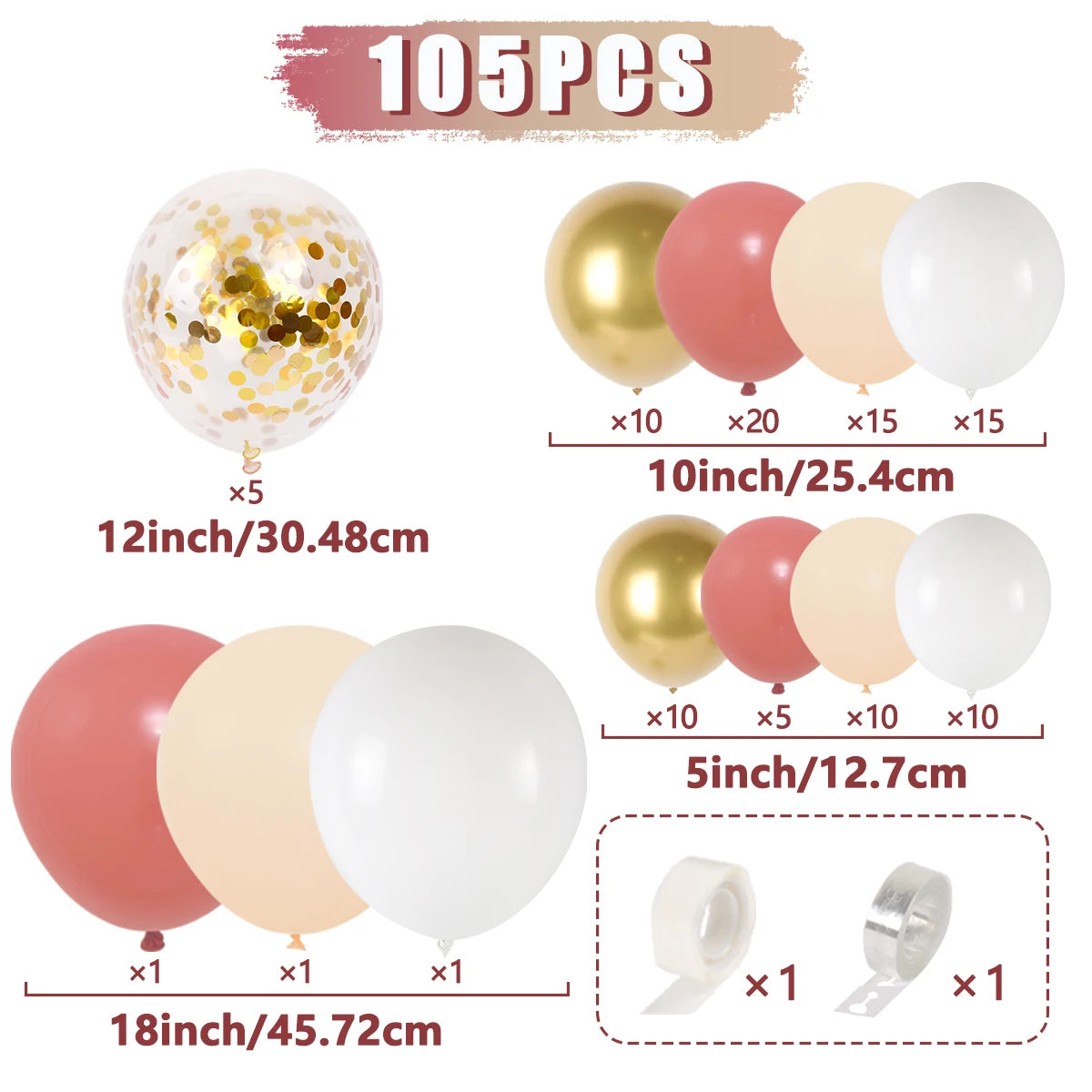Retro Pink White Gold Balloon Garland Arch Kit - Image 6