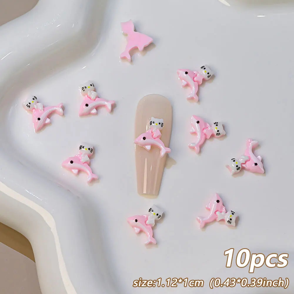 Hello Kitty Nail Charms – 12 Grids Hawaii Black Skin Summer Vibe - Image 16