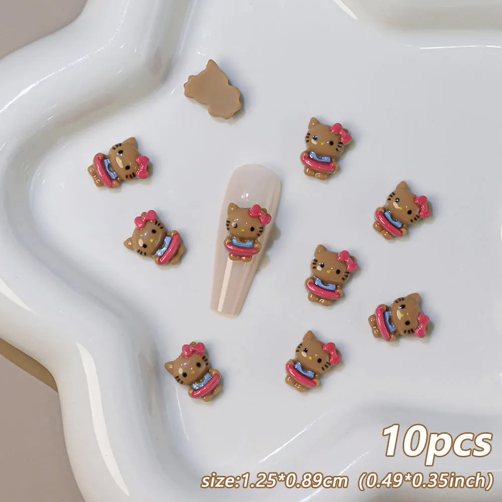 Hello Kitty Nail Charms – 12 Grids Hawaii Black Skin Summer Vibe - Image 8