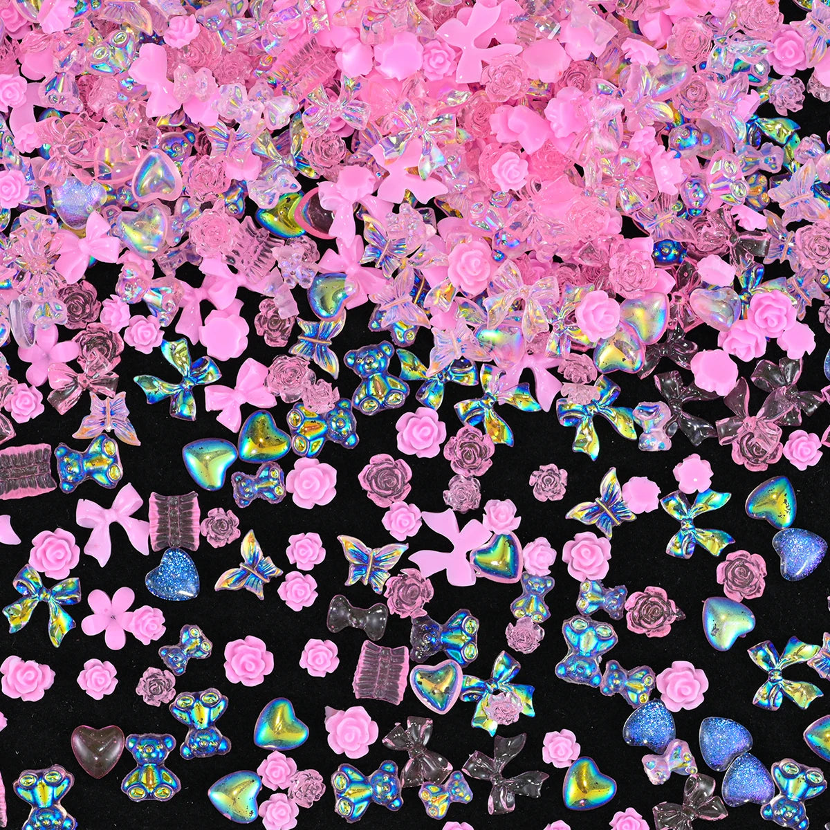 Pink Bowknot Heart Shaped Mixed Nail Decorations - Image 3