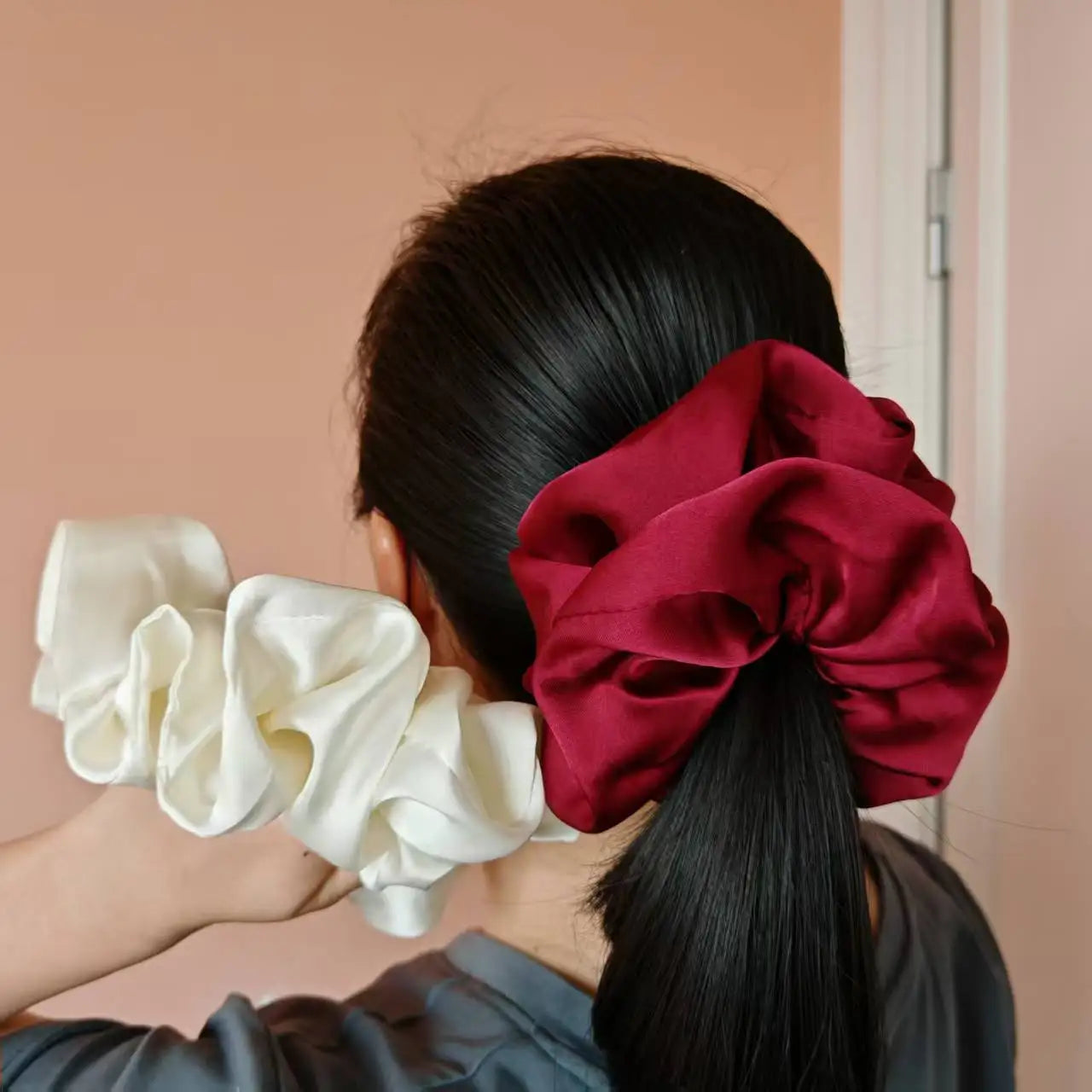 Fashion Oversized Satin Scrunchies – 16cm 20g Elastic Hair Ties - Image 2