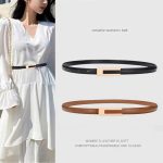 Women Korean Fashionable PU Leather Thin Waist Belt