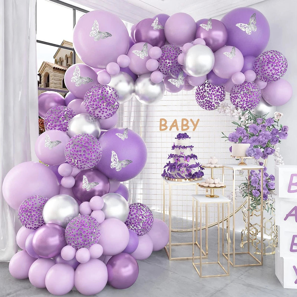 Purple Butterfly Balloon Garland Arch Kit - Image 4