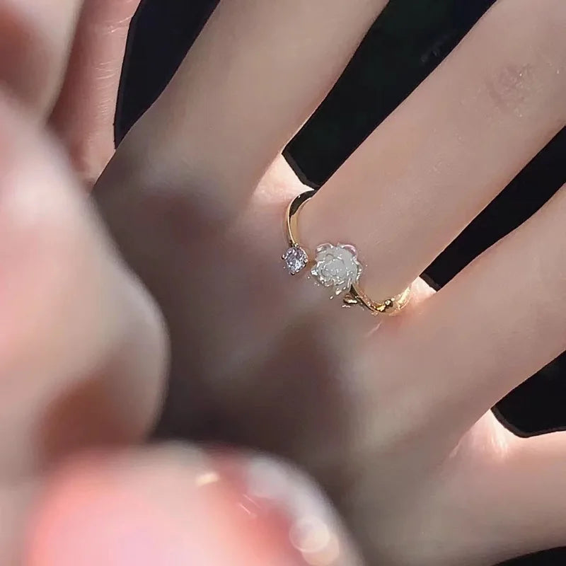 Luxury Zircon Flower Opening Rings - Image 4